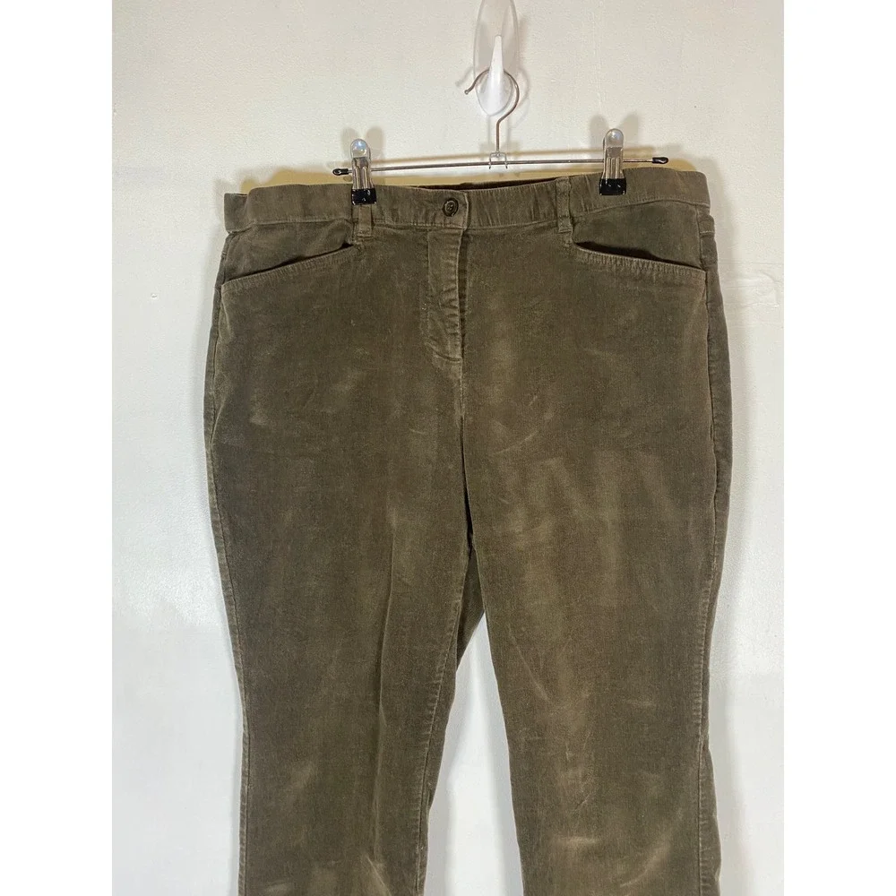Orvis Olive Green Corduroy Pants Women's 14 Straight Leg Stretch Casual Career